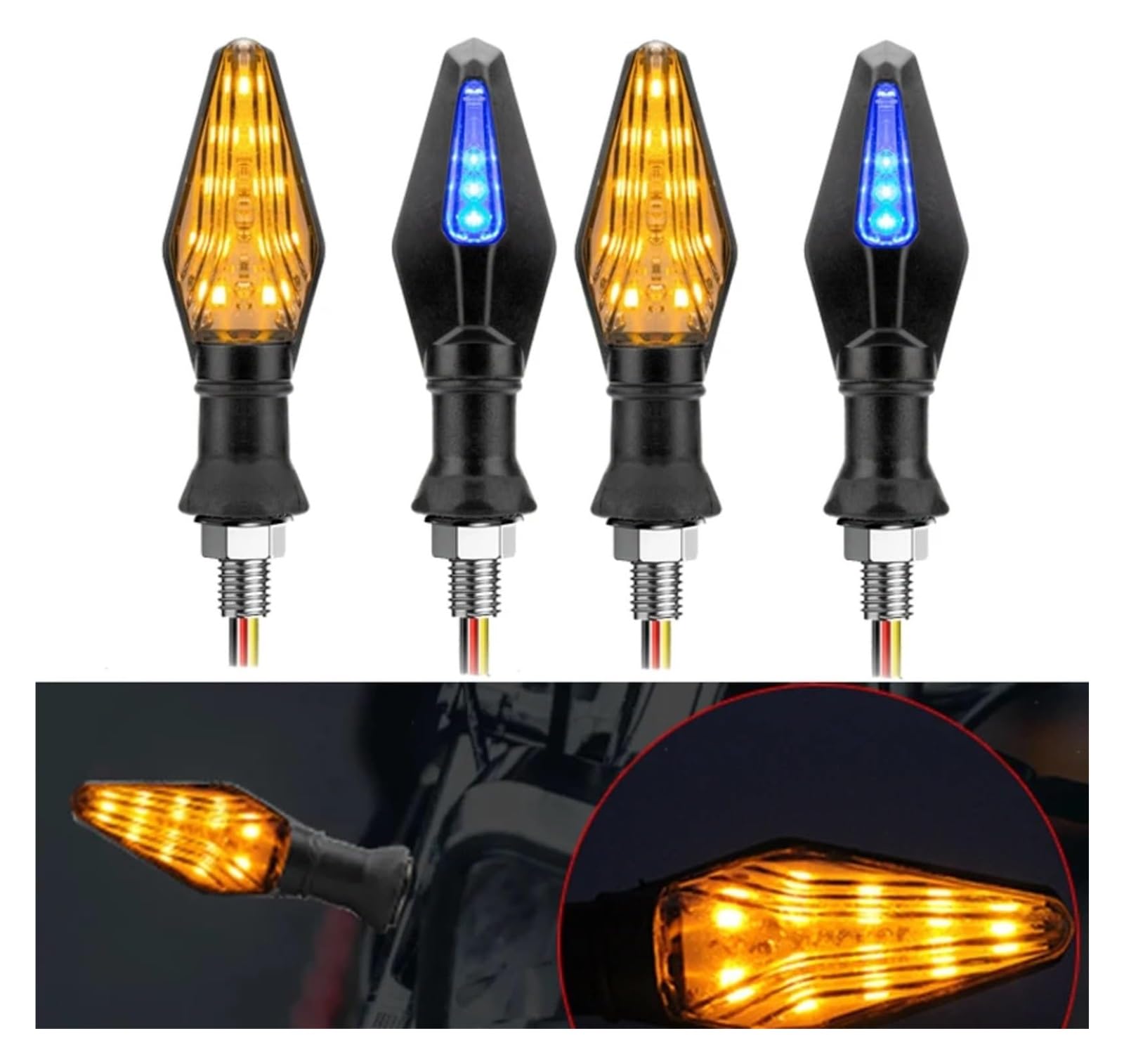 Indicatore di direzione Moto 12V Indicatore di Direzione per Moto Lampada Luci Lampeggianti(4Pcs)