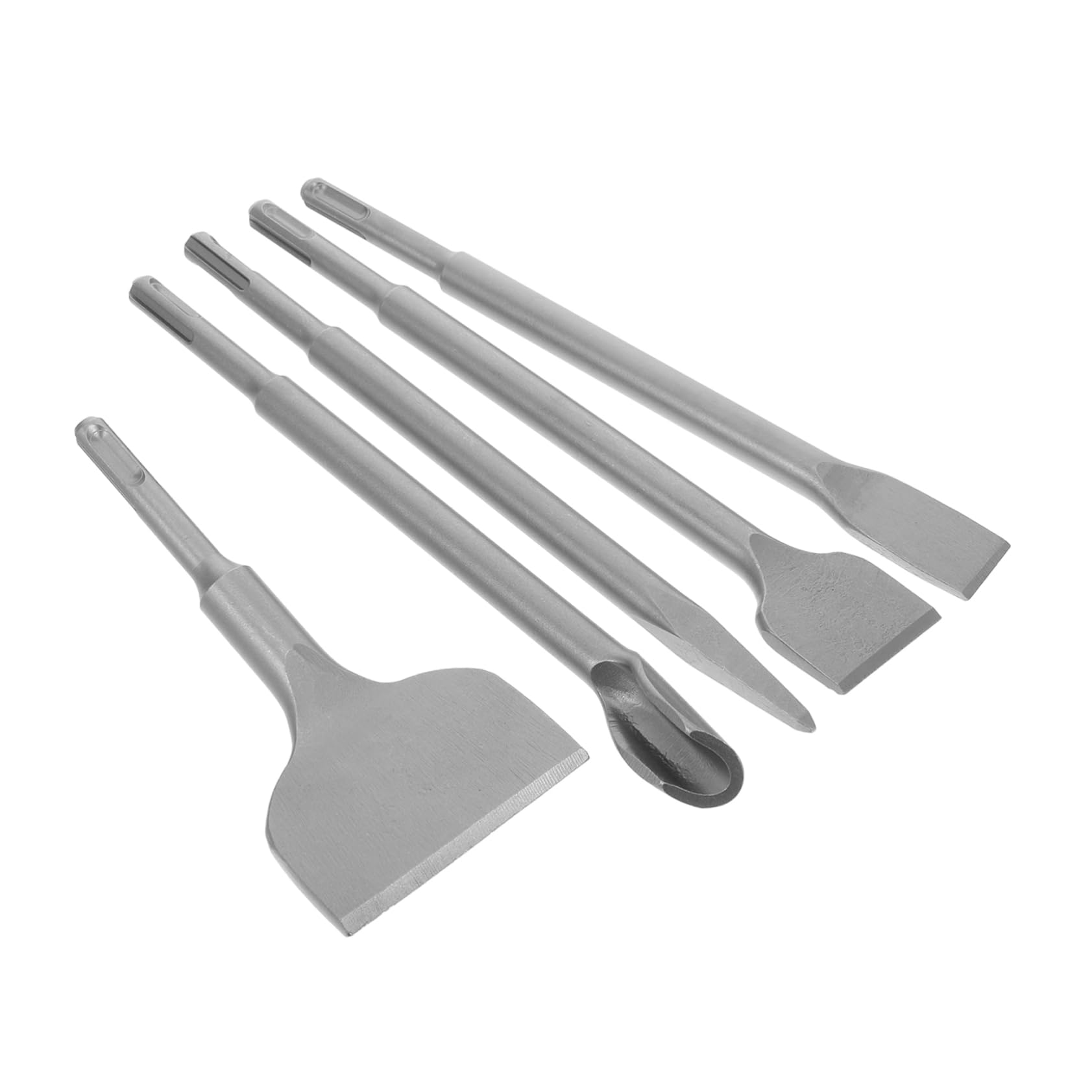 Set di 5 Scalpelli da Muratura in Acciaio Cromato per Cemento e Pietra | Punta Piatta, Sagoma a U, Punta Affilata e Larghezza Extra, per Ristrutturazione Domestica e Cantieri