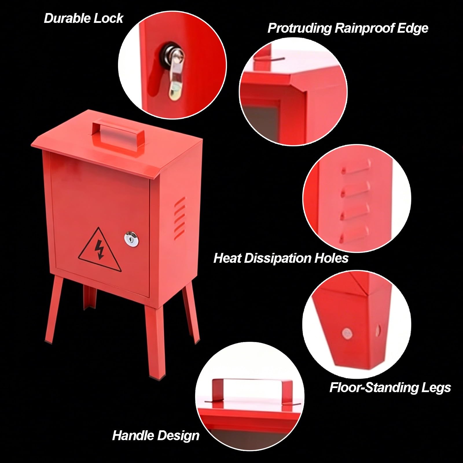 Armario Electrico de Acero Laminado en Frío, Caja Estanca Exterior Electrica Resistente a la Intemperie, Cuadro Electrico Superficie, IP55, Color Rojo con Asa de Transporte(25x30x18 cm/10x12x7 in)