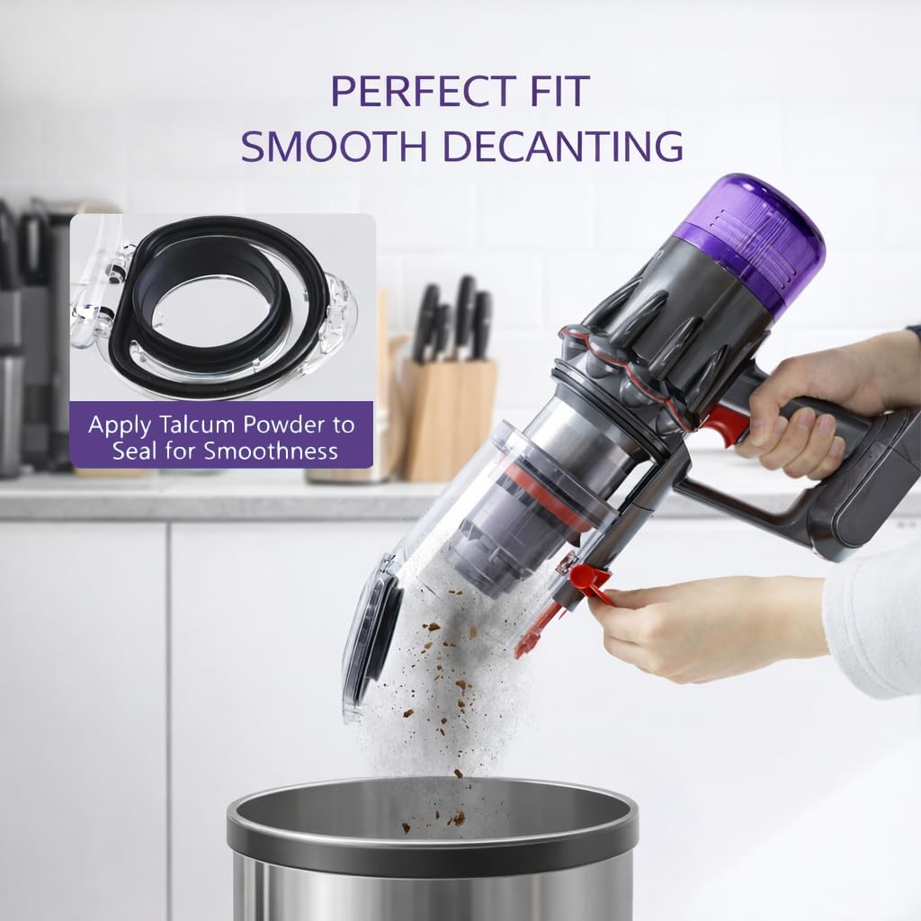 Dust Bin Replacement for Dyson V12 Detect Slim & V10 Digital Slim SV18 SV20 SV30 SV46 SV49, Vacuum Canister Bin Part 965272-01, with HEPA Filter