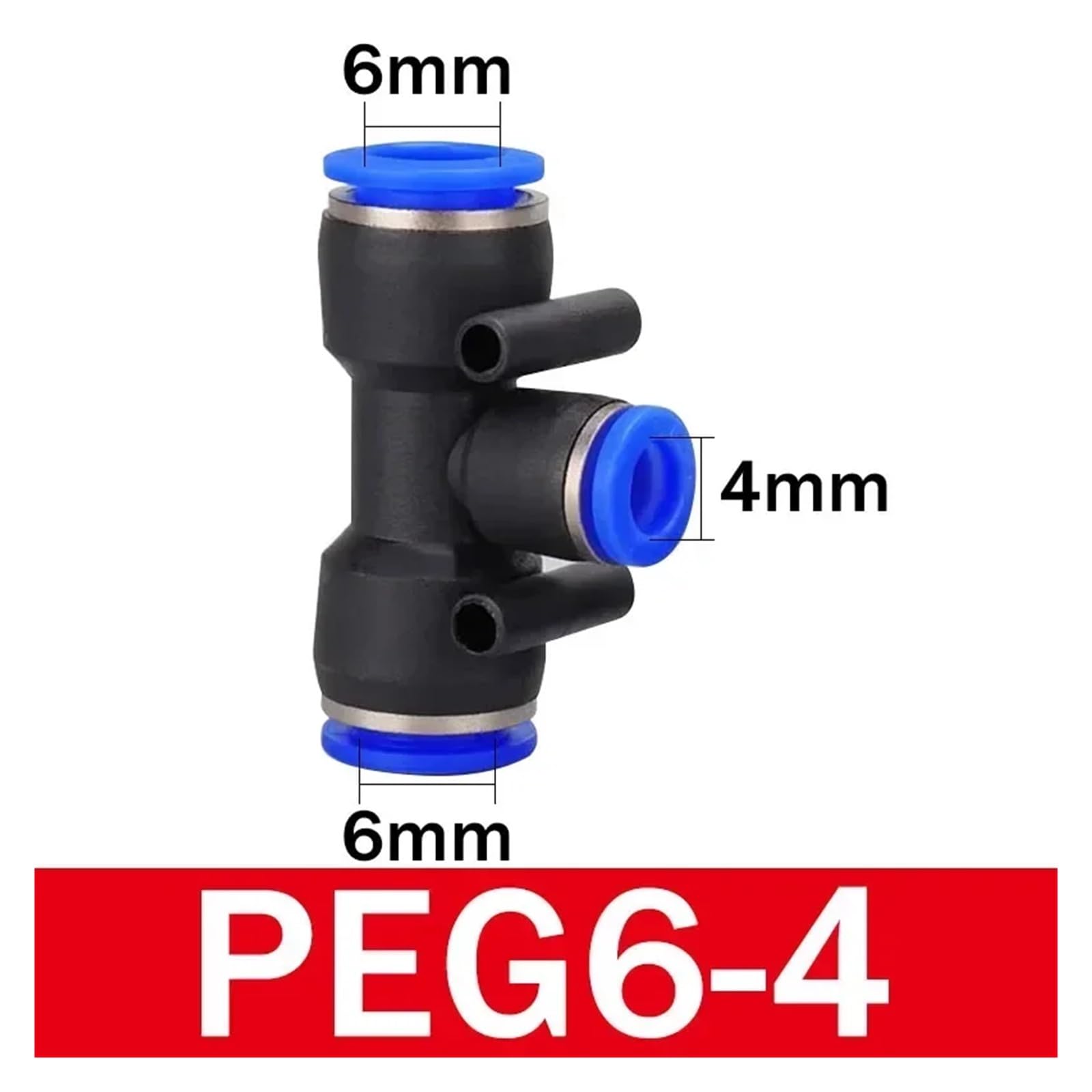 Złączki rurowe pneumatycznych serii PE TY 4, 6, 8, 10, 12, 16 mm, 3-drożne, szybkozłączki do przewodów pneumatycznych(PEG 6-4,500 PCS)
