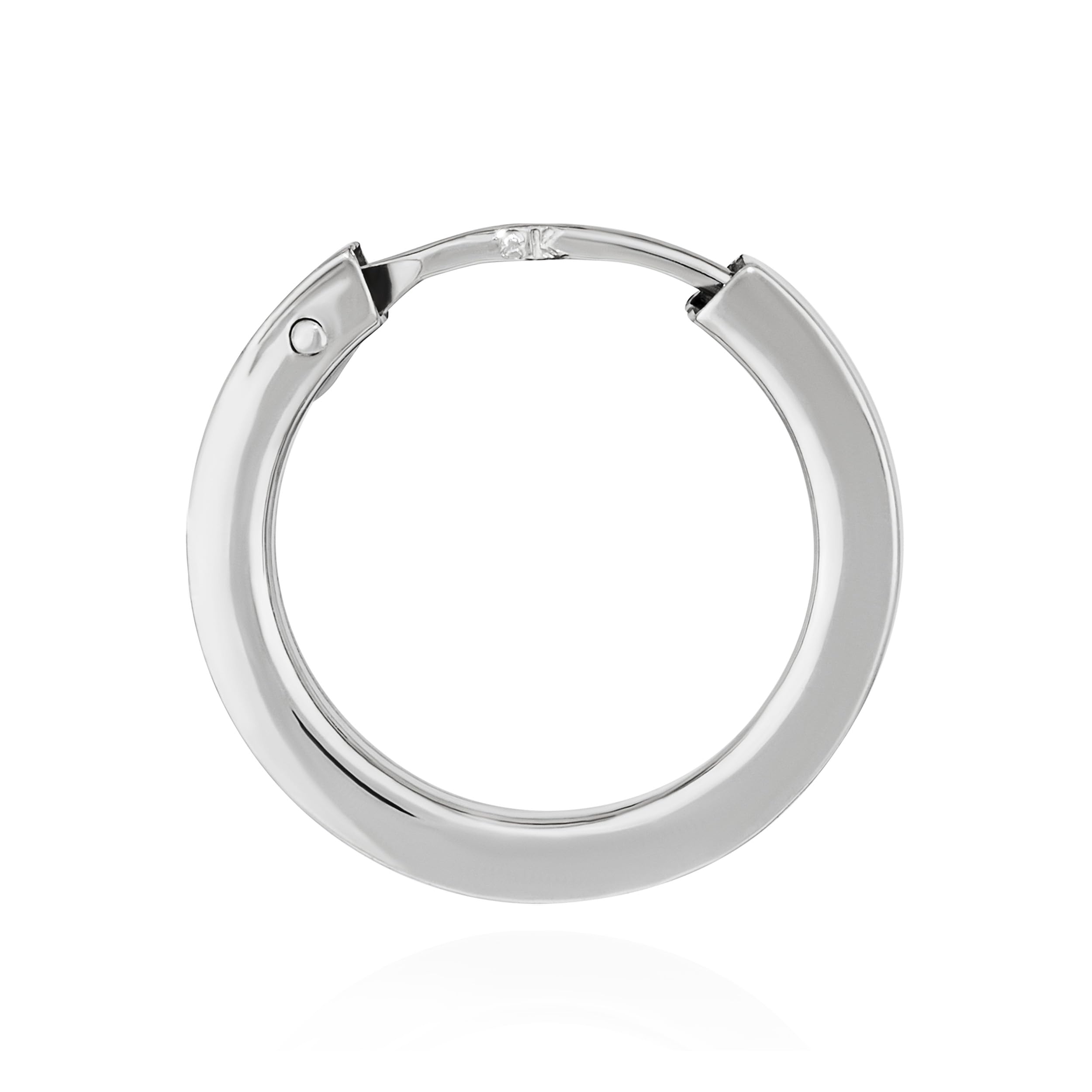 NKlaus Pendientes de aro individuales 333 de oro blanco de 8 quilates para hombre, pendientes redondos