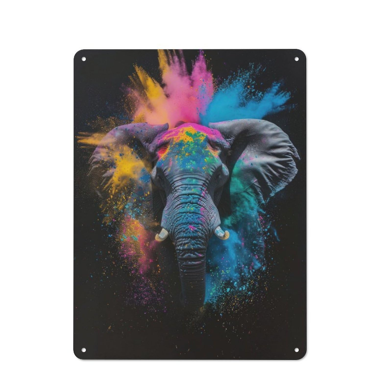 Junmoney Color Burst Elephant For Garden Room Or Summerhouse, Retro Tin Sign 40X30cm, Suited To Wall Displays In Garden Rooms And Summerhouses