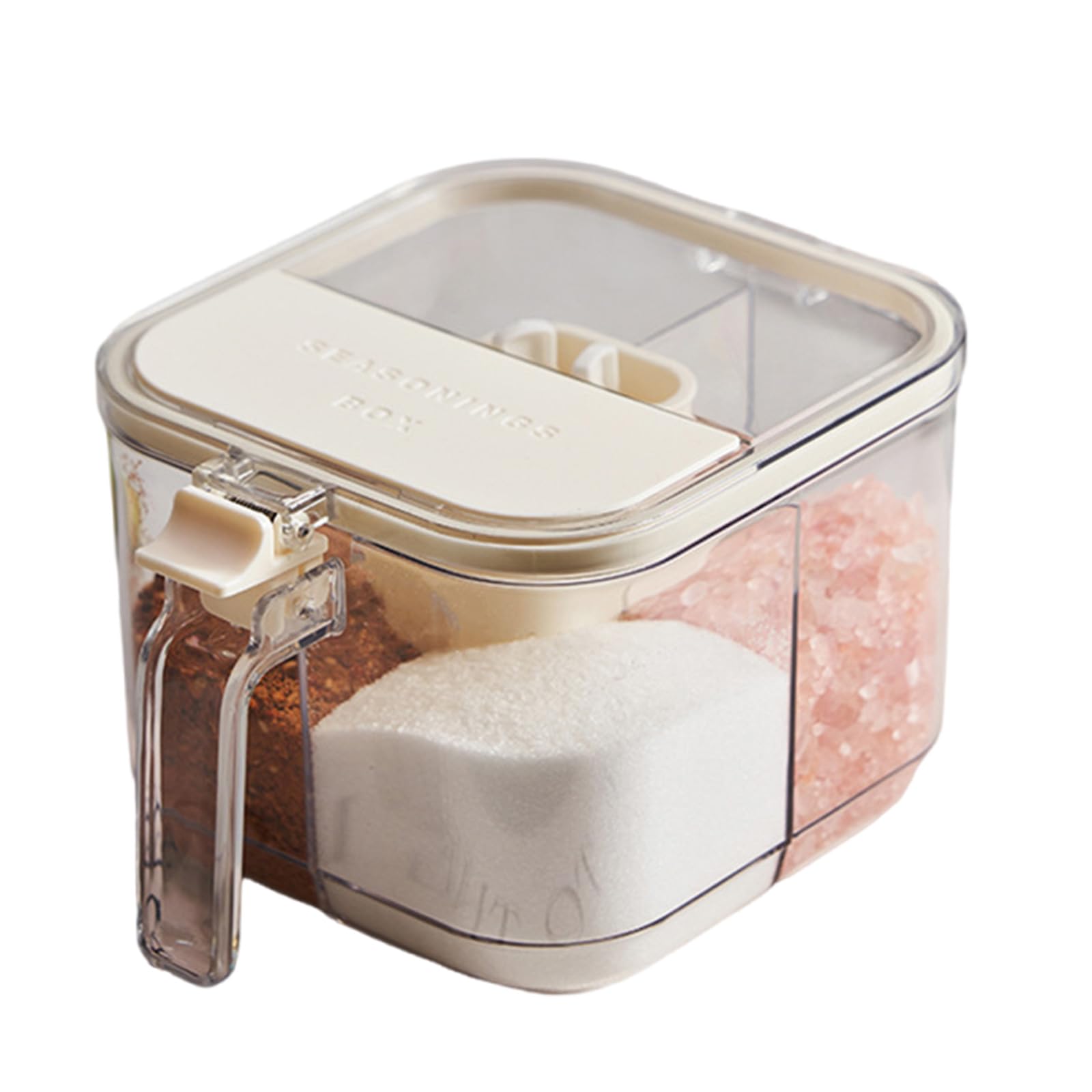 Bottone Multifunctional Kitchen Spices Organizers with Sealed Compartments and Integrated Scoops for Spices and Powders Sealed Condiment Jars Set