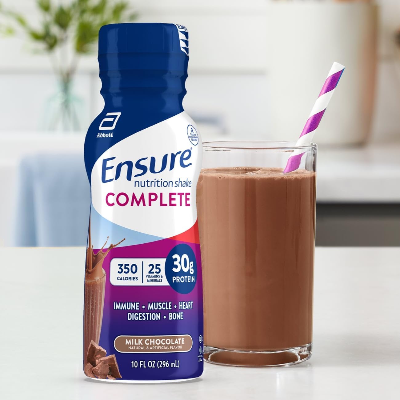 Ensure COMPLETE Nutrition Shake, 30g of Protein, Meal Replacement Shake, with Nutrients for Immune Health, Chocolate, 10 fl oz (Pack of 24)