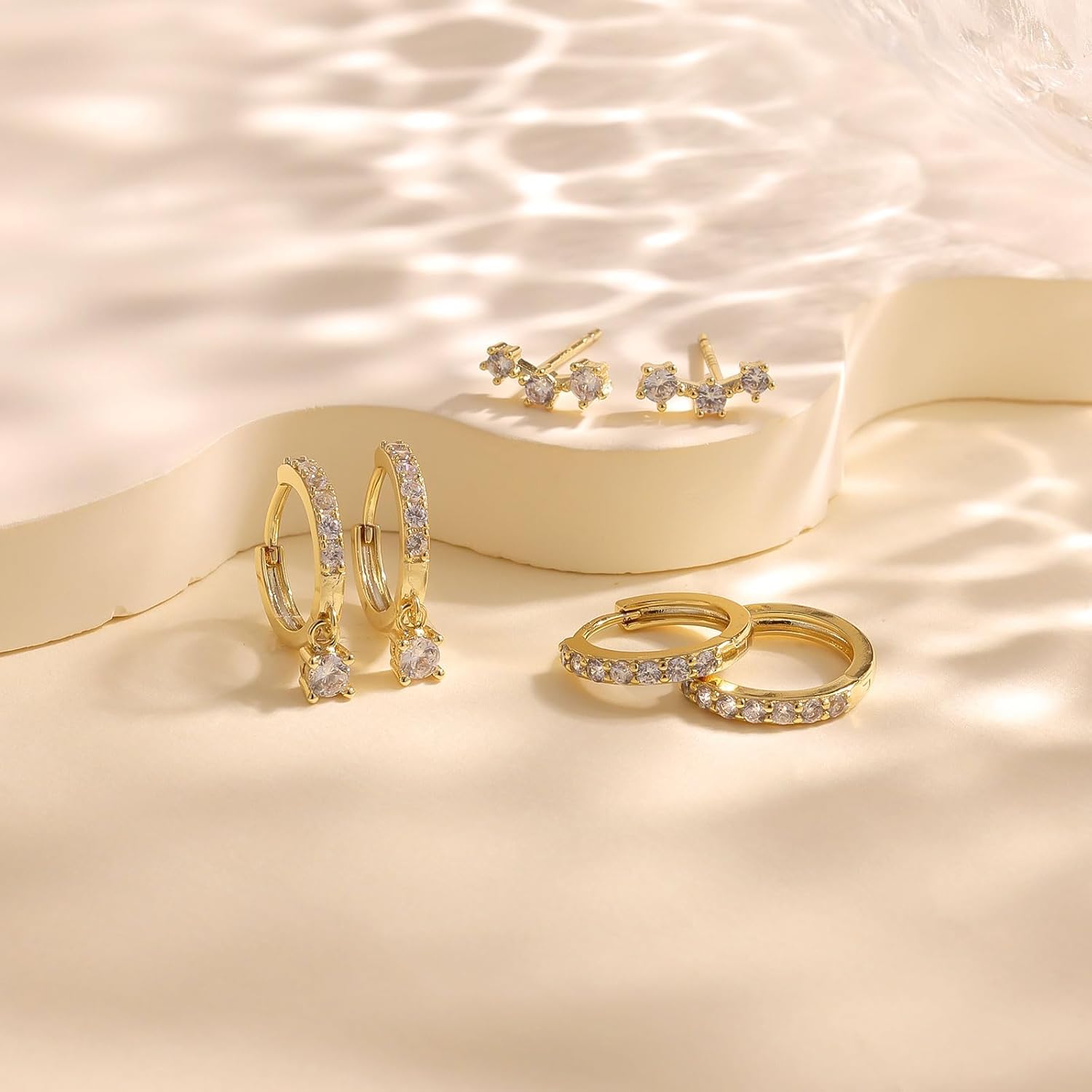 3 Pairs Silver Hoop Earrings Set: 925 Sterling Silver Dainty Stud Earrings Trendy Small 14K Gold Plated Hypoallergenic Dangle Cartilage Huggie Hoop Earrings for Women Silver Jewelry for Women Gifts - Image 5