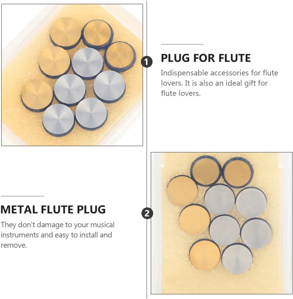 ERINGOGO 10Pcs Metal Flutes flute plug flute hole plug flutes Open Hole Plug Plugs 7mm Open : Musical Instruments