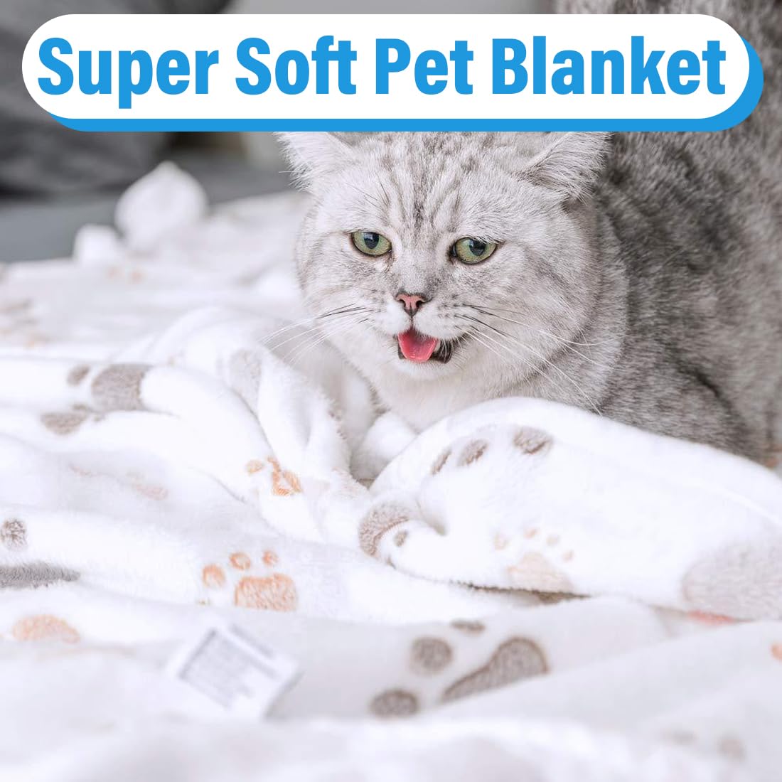 Couvertures pour chiens, Paquet de 2 couvertures pour animaux de compagnie couverture pour chiot couverture pour chat avec impression de patte (60 * 40cm)