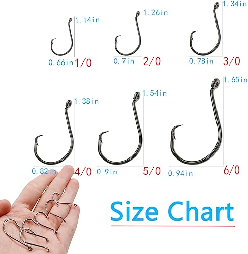 Miniatura 4 de Fish Hooks for Fishing Gear Tackle, 160PCS Circle Hooks Saltwater, Fishing Hooks Saltwater, Catfish Octopus Hook #1 1/0 2/0 3/0 4/0 5/0 6/0 8/0 6