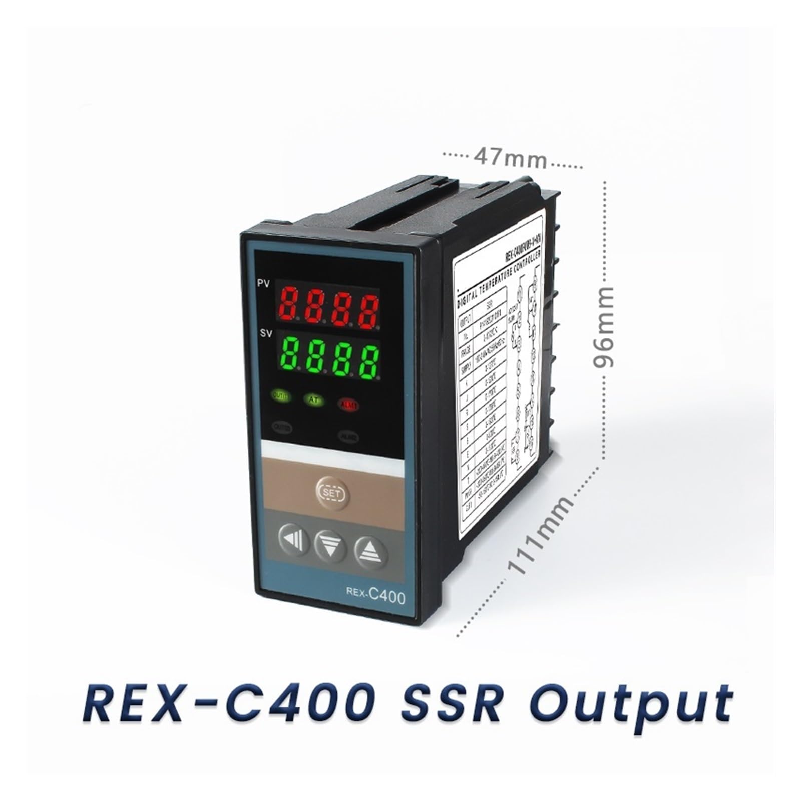 Regulator temperatury REX-C100 PID regulator temperatury, 220 V, 400 stopni, cyfrowy termostat, wyjście 40 A, SSR, termopara typu K(C400 SSR Output)