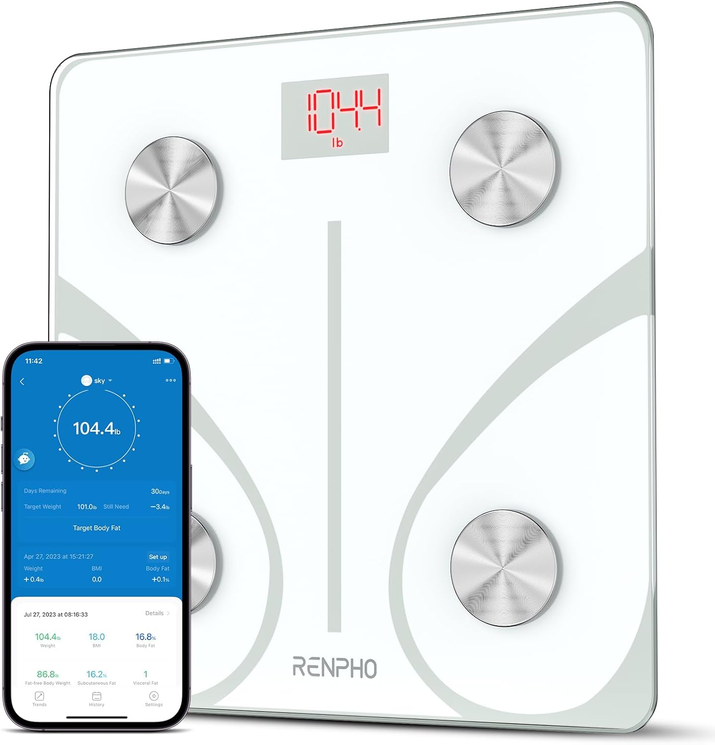 RENPHO Body Fat Scale Bluetooth, Digital Body Weight Bathroom Scales