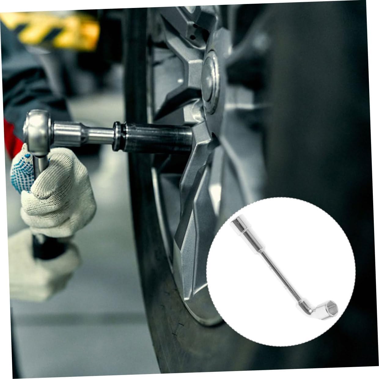 FOMIYES 21mm L-shaped Socket Wrench Tire Repair Tool Car Wheel Nut Wrench Automotive Repair Tool for Tire Removal and Alignment