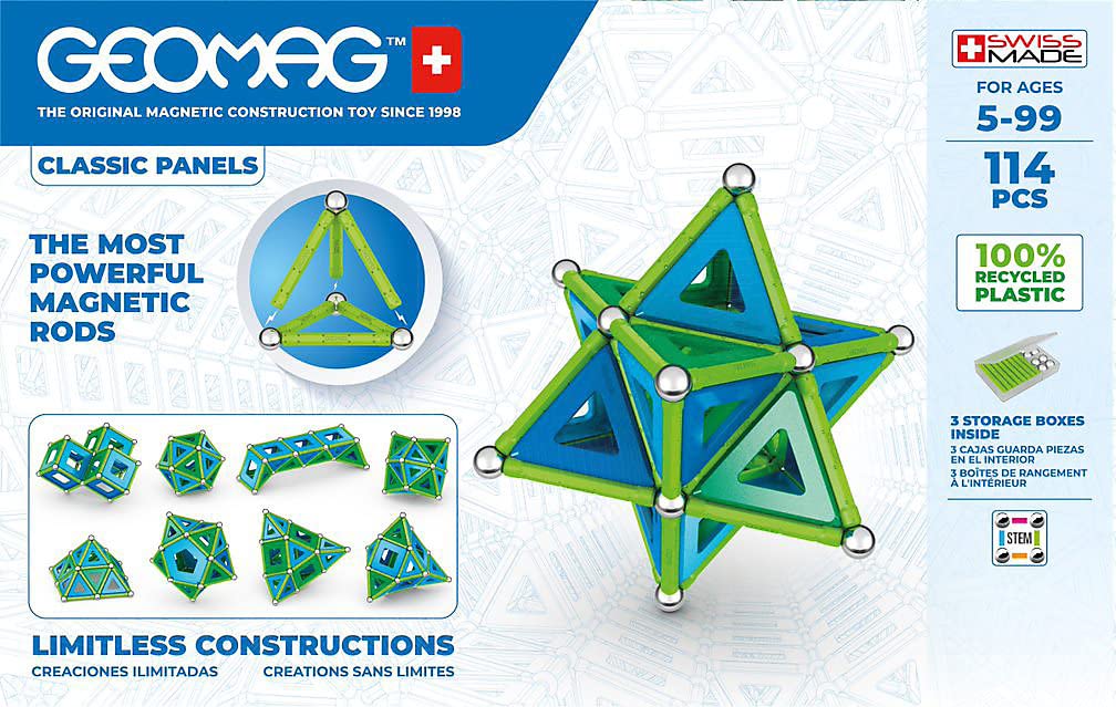 Geomag Panels, Juego de Bloques de Construcción Magnéticos para Niños, Juguete Magnético, Colección Verde de Plástico 100% Reciclado, 114 piezas (473) - Amazon Vine