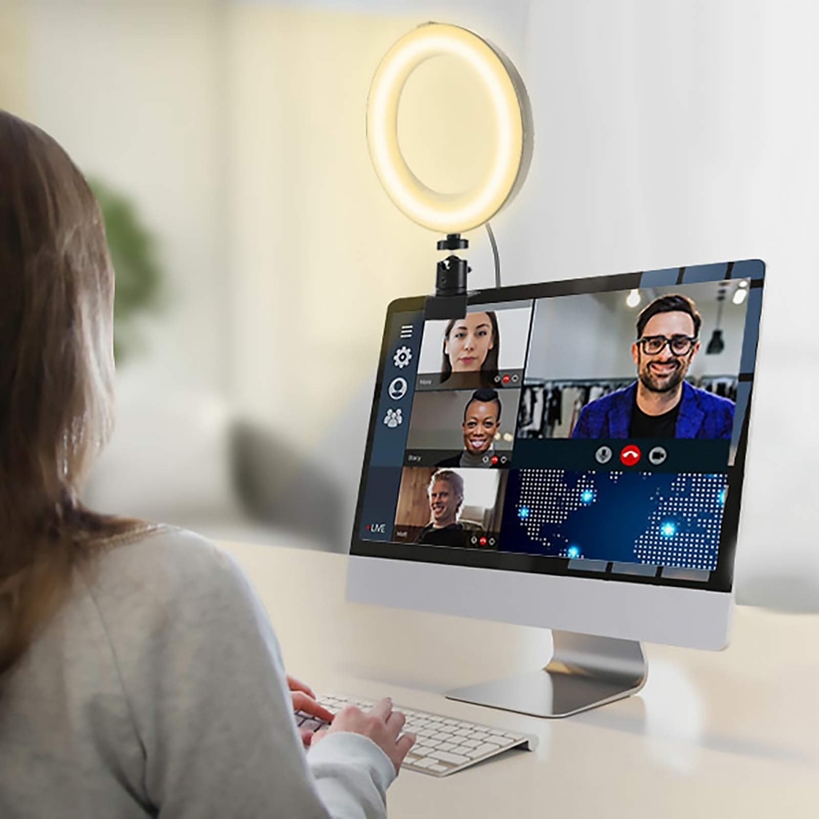 Luce ad Anello da 6" Luce per Selfie con Clip, Lampada Anulare Regolabile LED Ring Light 3 Farbe und 10 Helligkeitsstufen per Youtube,Trucco, Tik Tok, Fotografia