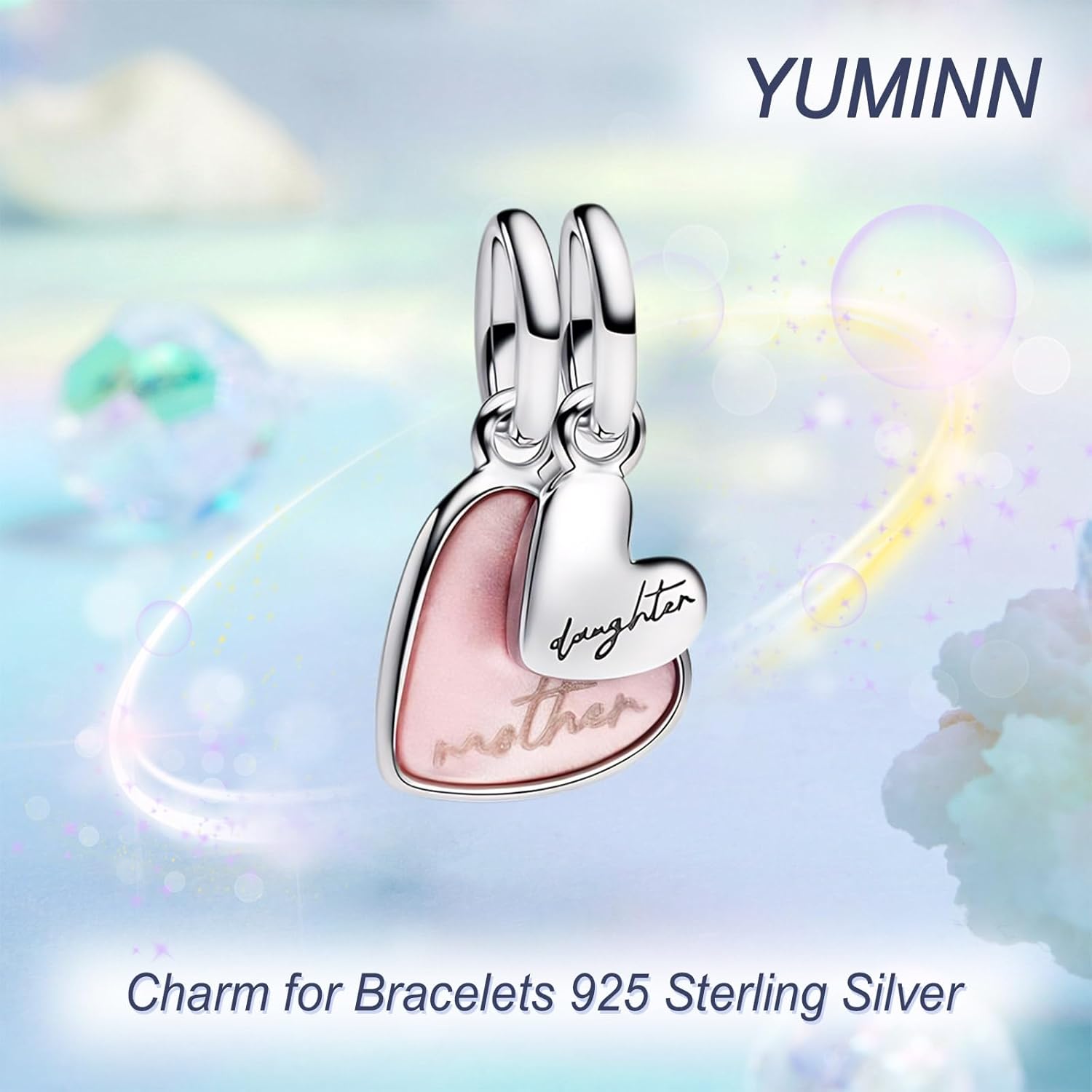 YUMINN Love Mom Charms 925 Sterling Silver for Bracelets and Necklaces Dangle Beads Jewelry for Women - Image 2