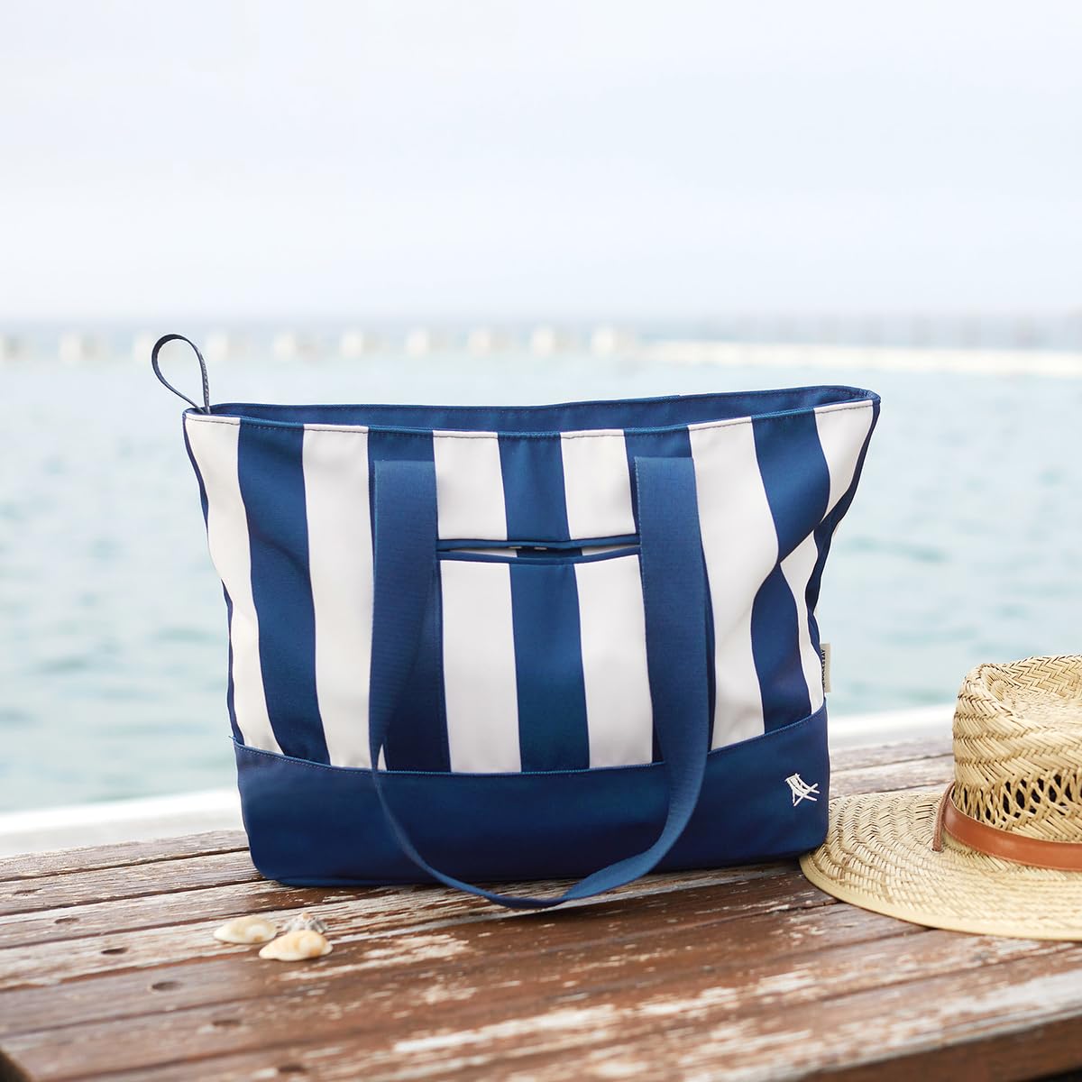 Dock & Bay Canvas Strandtasche - Große Sommer Strandtasche mit Reißverschluss - Umhängetasche mit Tragegriff für Reise, Urlaub, Strand - Trägt bis zu 15kg, Wasserdicht - 100% recycelte Materialien