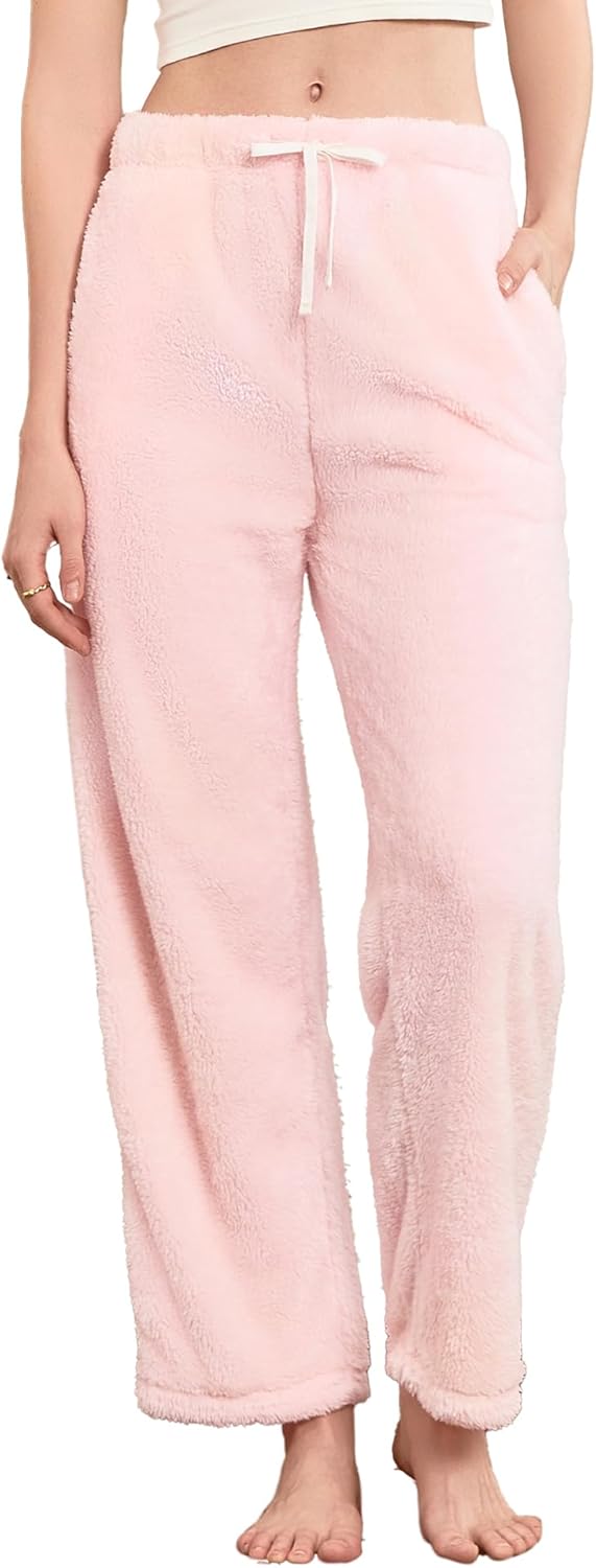 Women's Fleece Soft Pajama Pants Warm Plush Bottoms With Pockets Comfy Fuzzy Lounge Pj