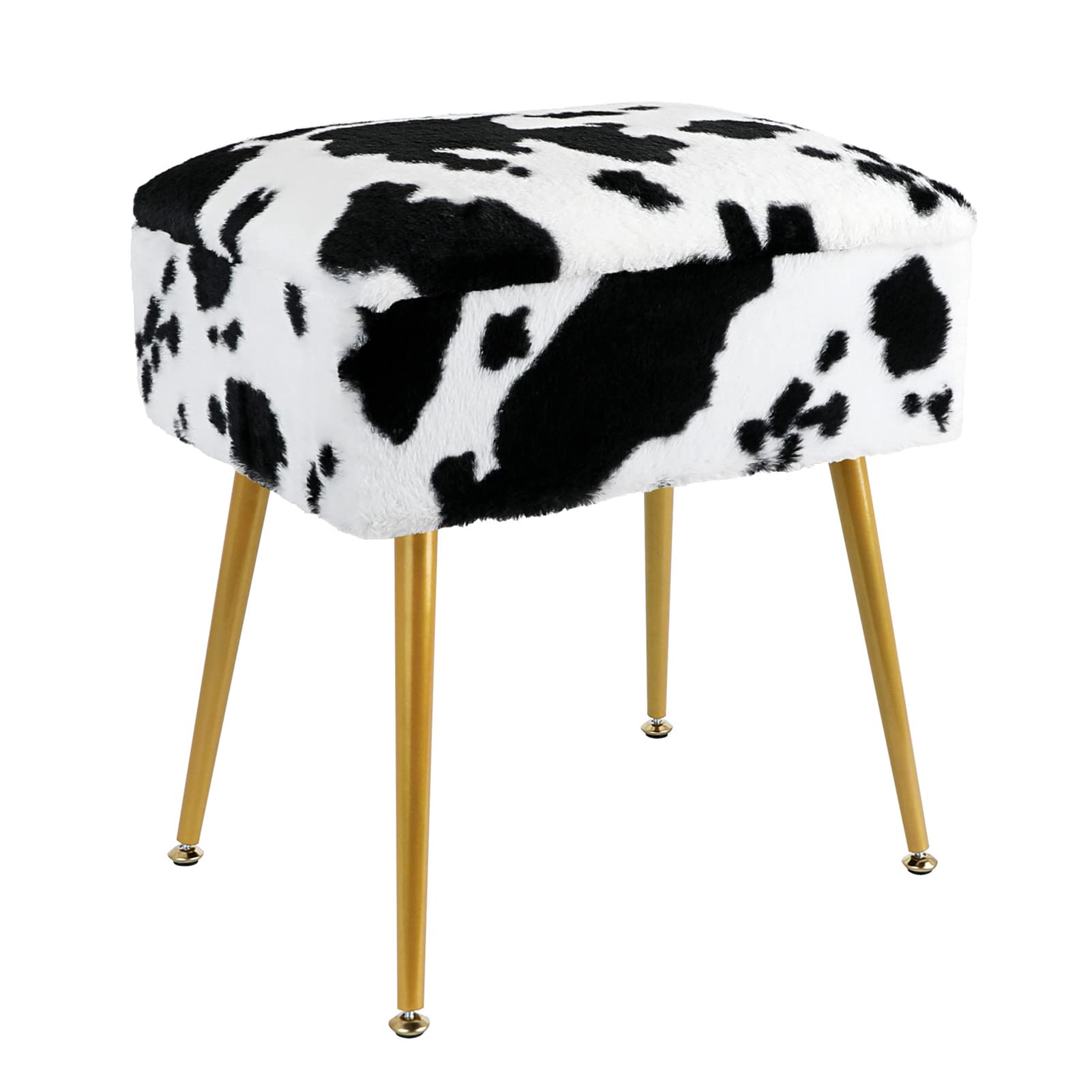 Repose-pieds ottoman en velours chic avec pieds dorés pour sublimer votre salon