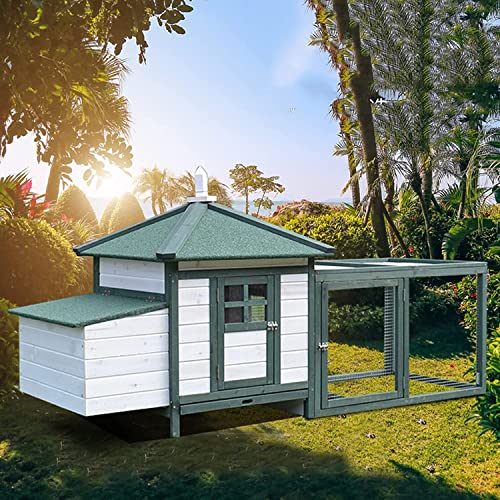 KKVV Kaninchenkäfig Outdoor Hühnerstall, Hölzerner Hühnerstall mit Nistkasten & Wasserdichtes Dach, Großer Geflügelkäfig… – Bild 8