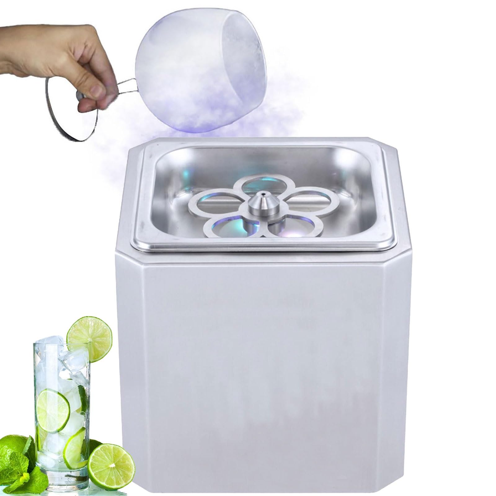 Sucrfxj One Color Mini Glass Chiller Glass Froster, Co2 Thrill Glass Chiller Cooler Freezer With Multicolor Led Light, -45°C Instant Cooling Drink Stainless Steel Chiller In 6 Seconds, For Bar Cocktail Beer Restaurant