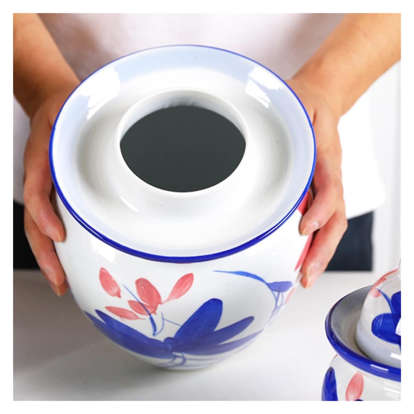 Ceramiczny słoik na ogórki z pokrywkami, duży tradycyjny chiński porcelanowy słoik na ogórki, ceramiczny garnek do fermentacji z pokrywką z uszczelką wodną