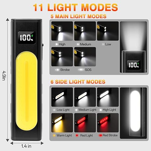 Miniatura 3 de Linternas recargables de alto lúmenes 1800, linterna plana EDC recargable, linterna magnética de bolsillo súper brillante, potente linterna LED para