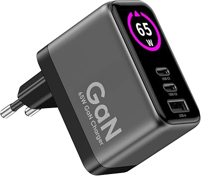 Xenon Smart H zl   arj Adapt r  | 65W GaN 2x USB-C ve 1 USB-A  k l  PD PPS Dijital G  Ekranl  X6414
