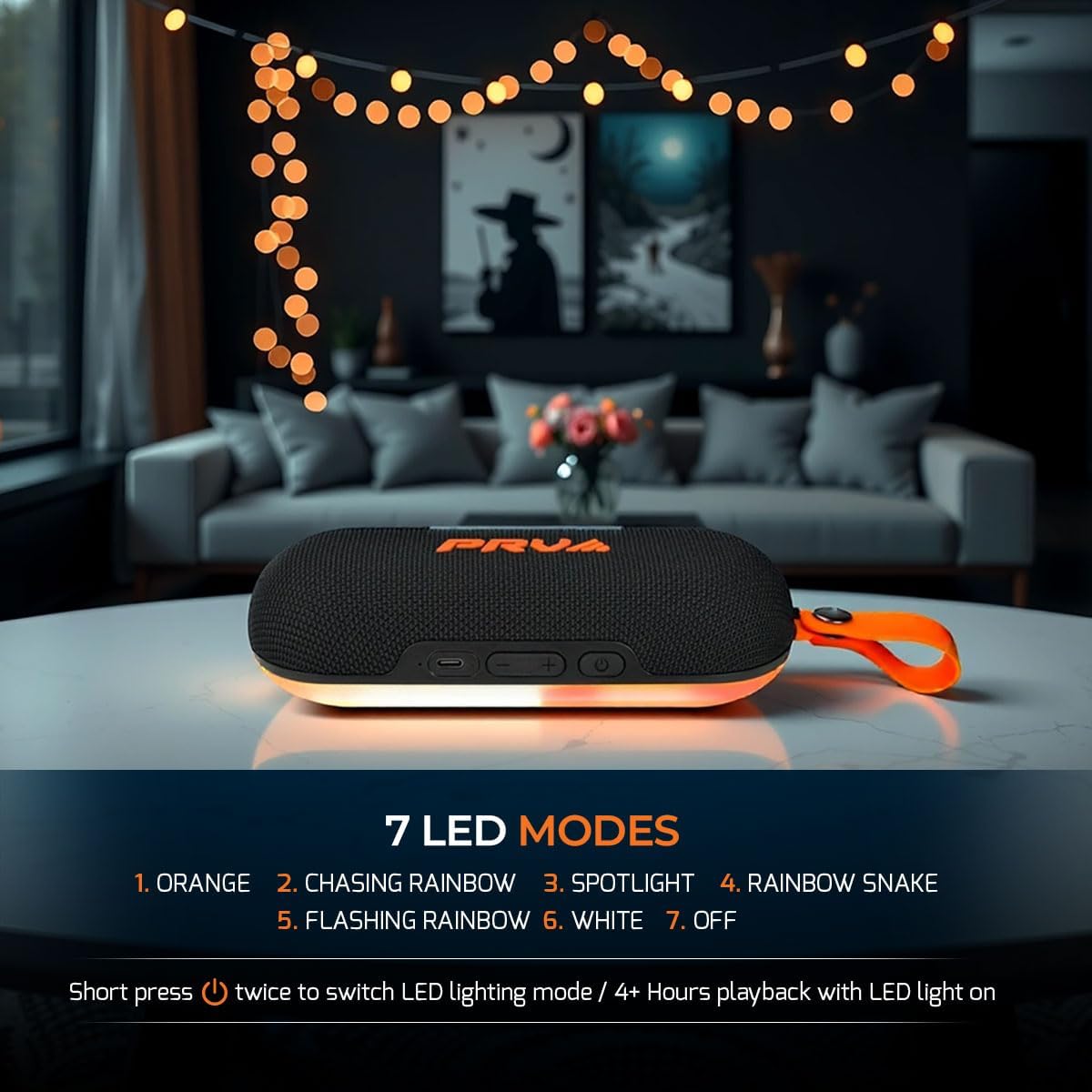 PRV AUDIO Loud Portable Bluetooth Speaker Wireless PS36 Magnet - Magnetic Waterproof Outdoor Speaker with Lights, 36W Super Bass, TWS Pairing, 10-Hour Playtime – for Camping, Travel, Beach, Golf