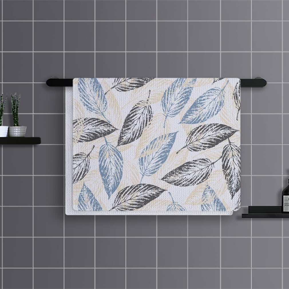 Trapos Cocina Hojas Grises Y Amarillas Paños de Cocina Suaves y Absorbentes Paños Cocina Reutilizables Trapos de Cocina para Secar Toallas Lavable Toallas de Barra Juego de 4 (40x60cm)