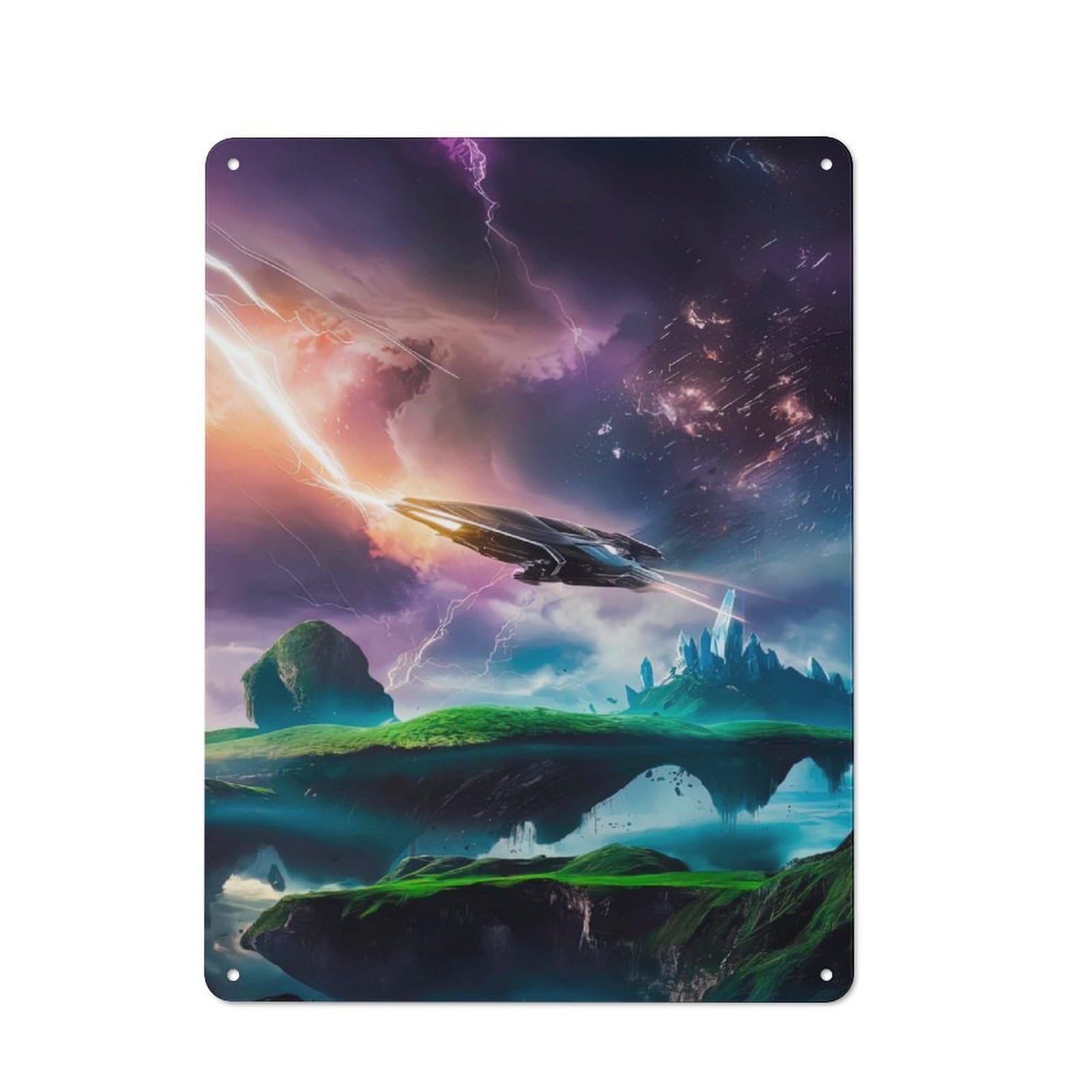 Junmoney Cosmic Lightning Shop Front Style Cafe Metal Sign 40X30cm, Bistro Wall Plaque For Tea Room, Shop Wall Or Breakfast Area