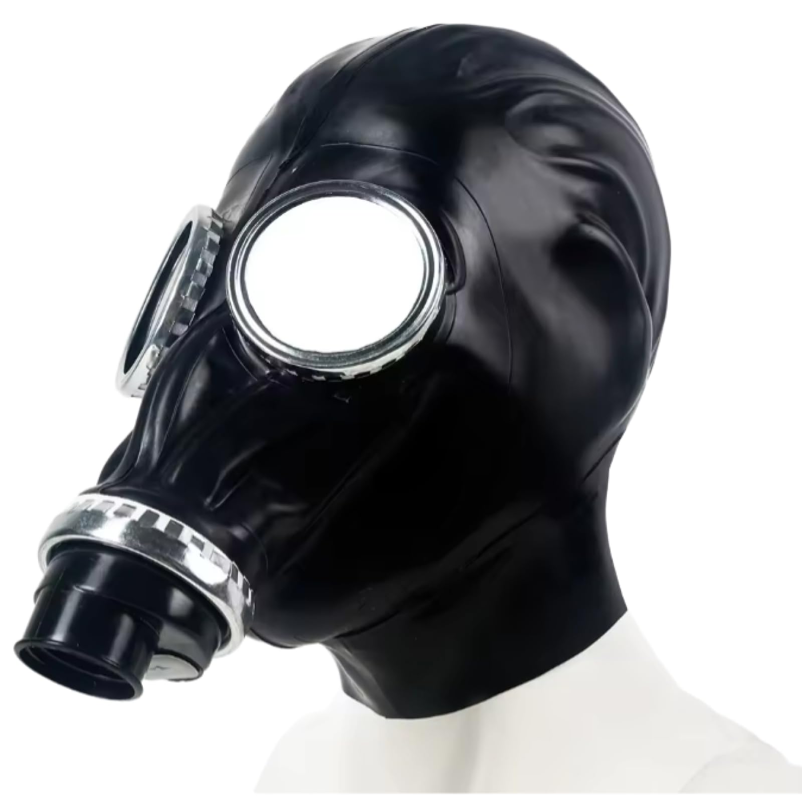 0,6 mm Latex-Gashaube, Punk-Maske, All-inclusive, geschlossene Kopfbedeckung, Atemschutzmaske, Reißverschluss hinten