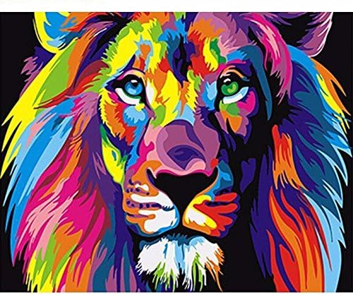 Paint by Numbers for Adults | DIY Art Kit with Acrylic Paints, Brushes, and Canvas for Abstract Animal Art. Painting and Crafts for Beginners and Kids 16x20 (Lion)
