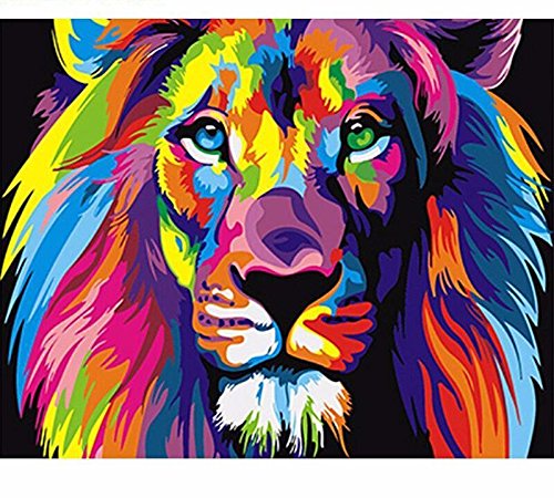 Paint by Numbers for Adults | DIY Art Kit with Acrylic Paints, Brushes, and Canvas for Abstract Animal Art. Painting and Crafts for Beginners and Kids 16x20 (Lion)
