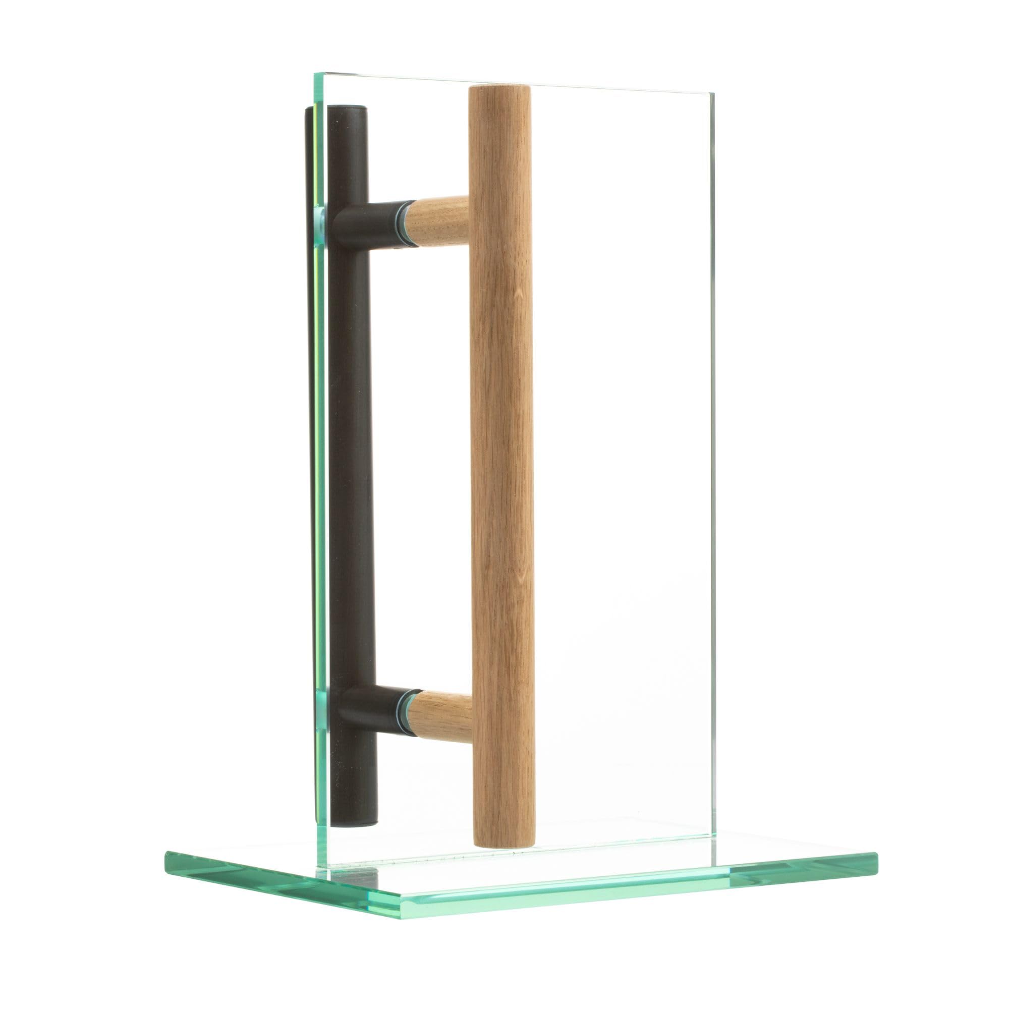 MLS Tirador para Puertas de Sauna y Spa, Par de manillas con Tacto Agradable, Manija de Aluminio y Madera, para Puertas Interiores de Vidrio y Madera, Longitud 250 mm, 150 mm entre Orificios, Negro