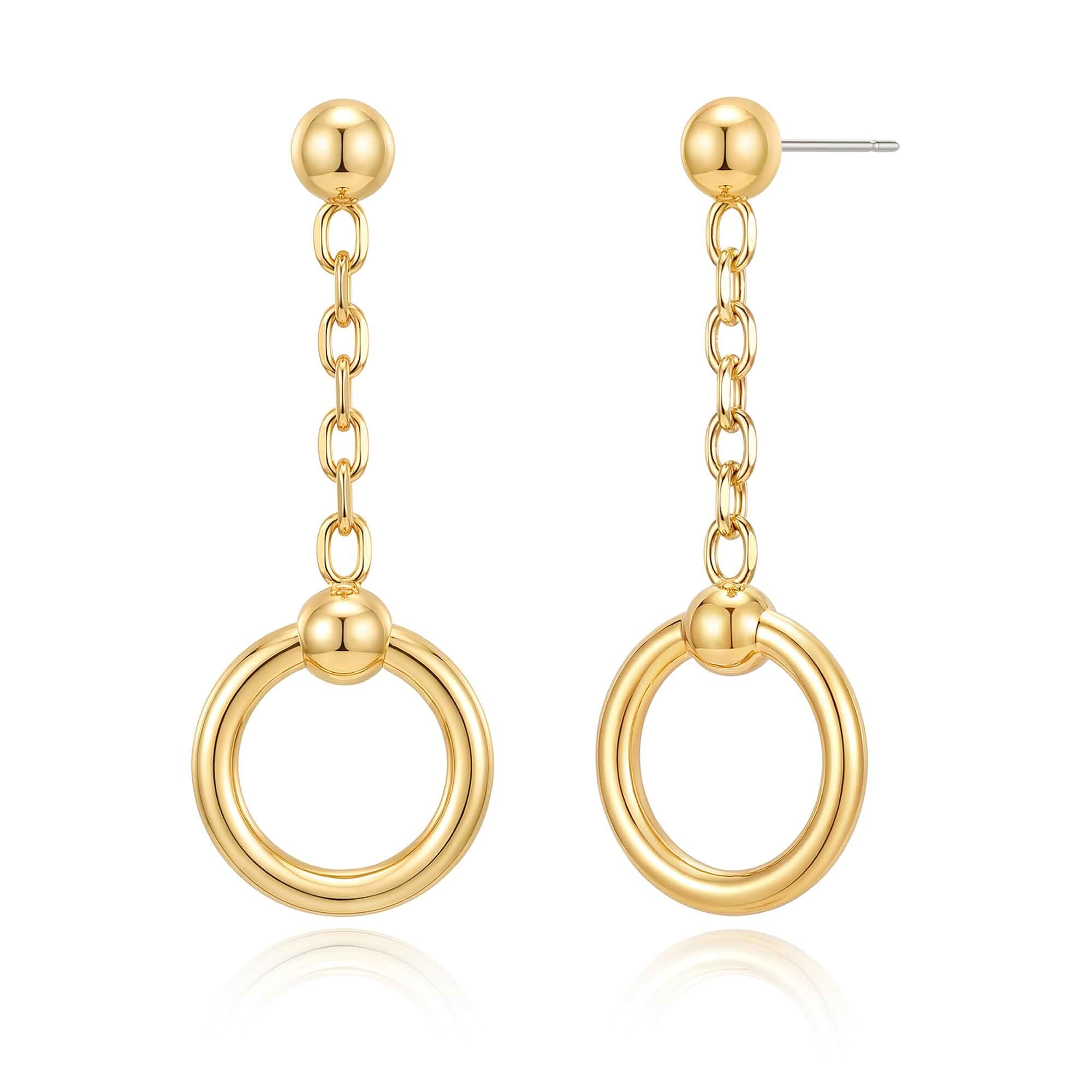FAMARINE Gold Dangle Earrings for Women Minimalist Geometric Drop Earrings for Everyday Wear, Office, Party, Vacation for Gift