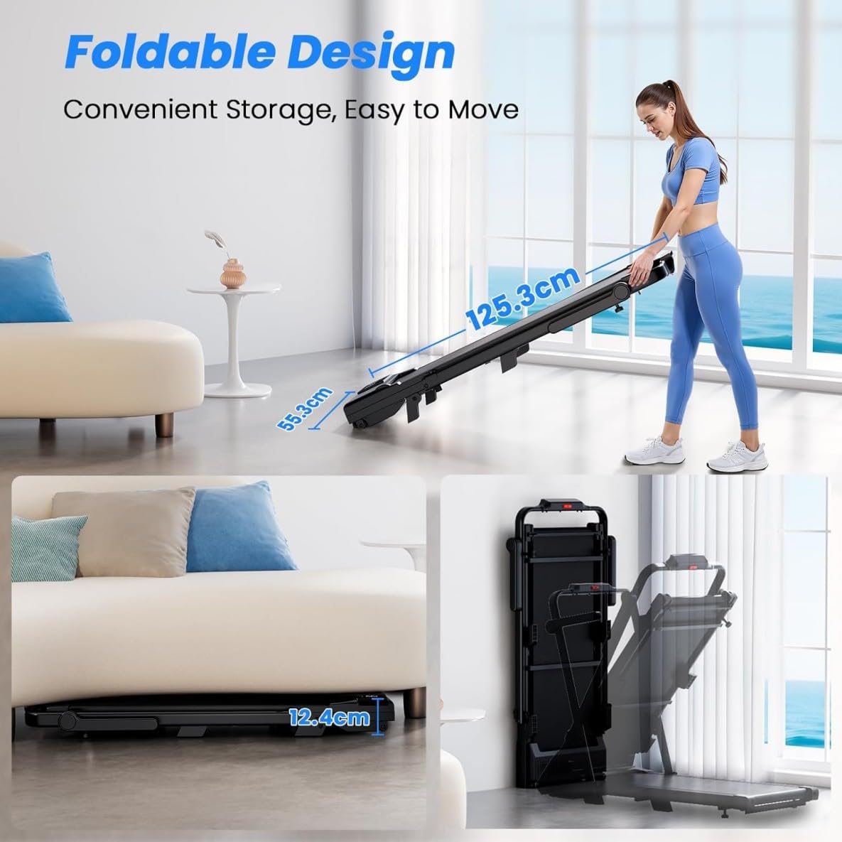 Superun Raceable Tapis Roulant Salvapazio Elettrico con Inclinazione 6%, 3CV Walking Pad,1-12 km/h Tapis Roulant Elettrico Pieghevole con APP Controllo Corsi di Allenamento, Massima di 136 kg