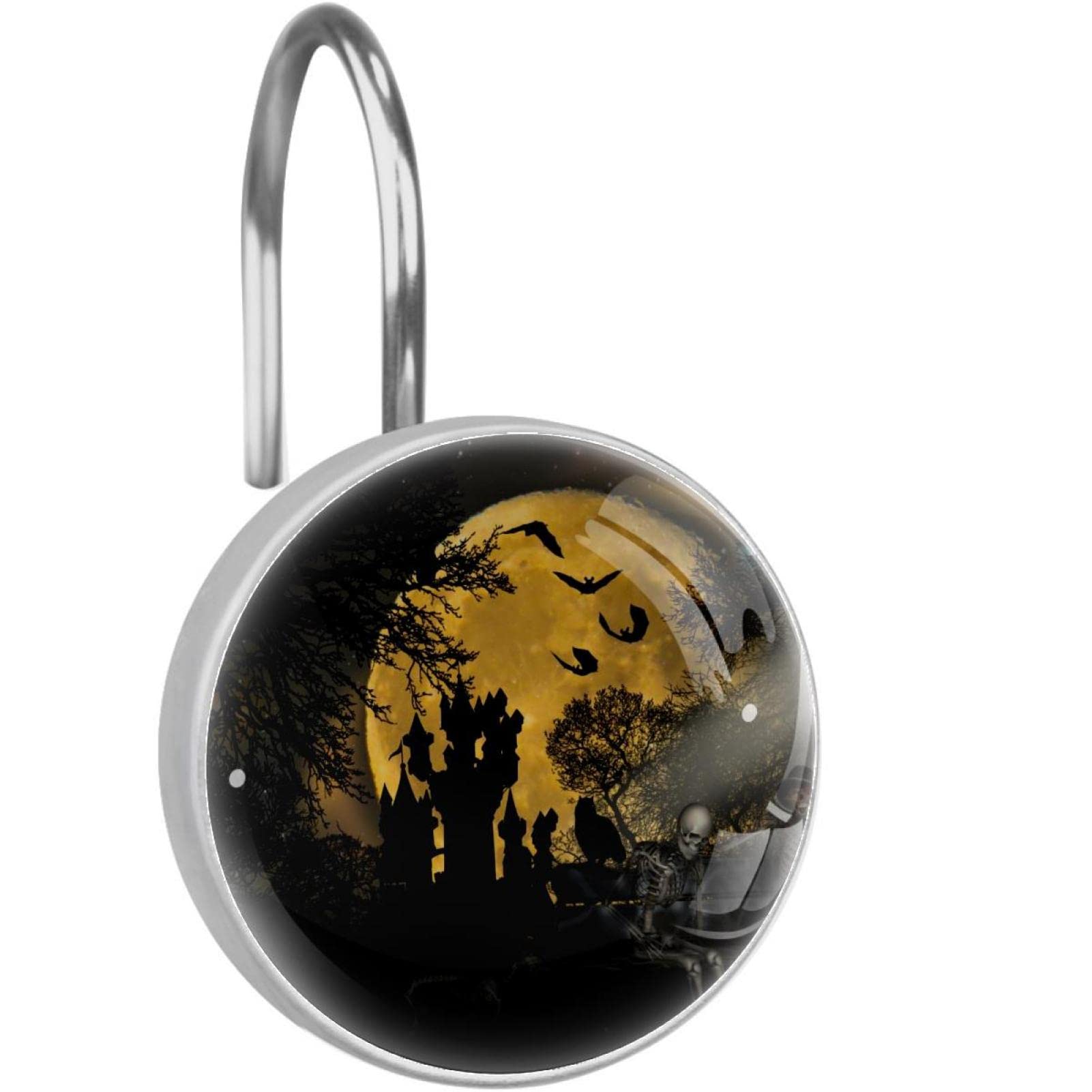 Anneaux de suspension pour rideau de douche anti-rouille lot de 12 crochets halloween en acier