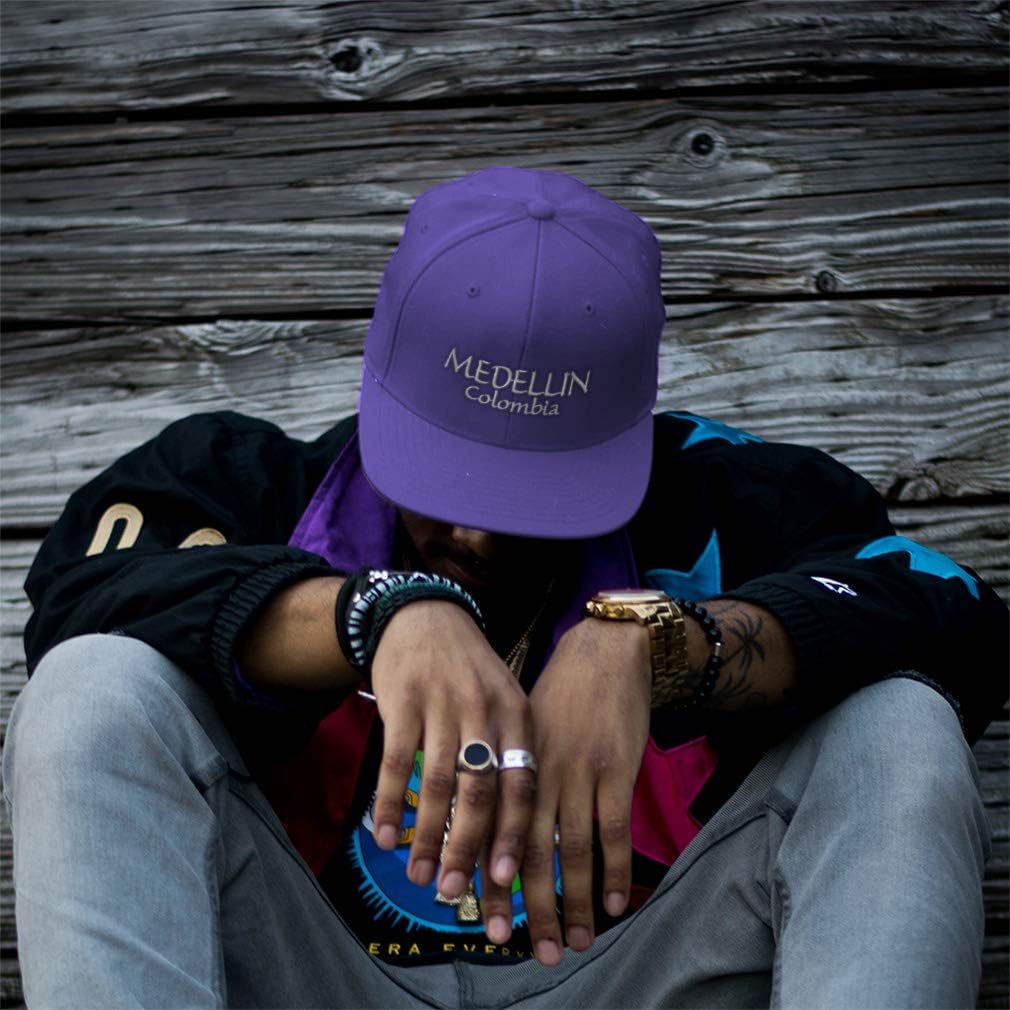 Speedy Pros Snapback Hats for Men & Women Medellin Colombia Embroidery Acrylic Flat Bill Baseball Cap Navy Design Only