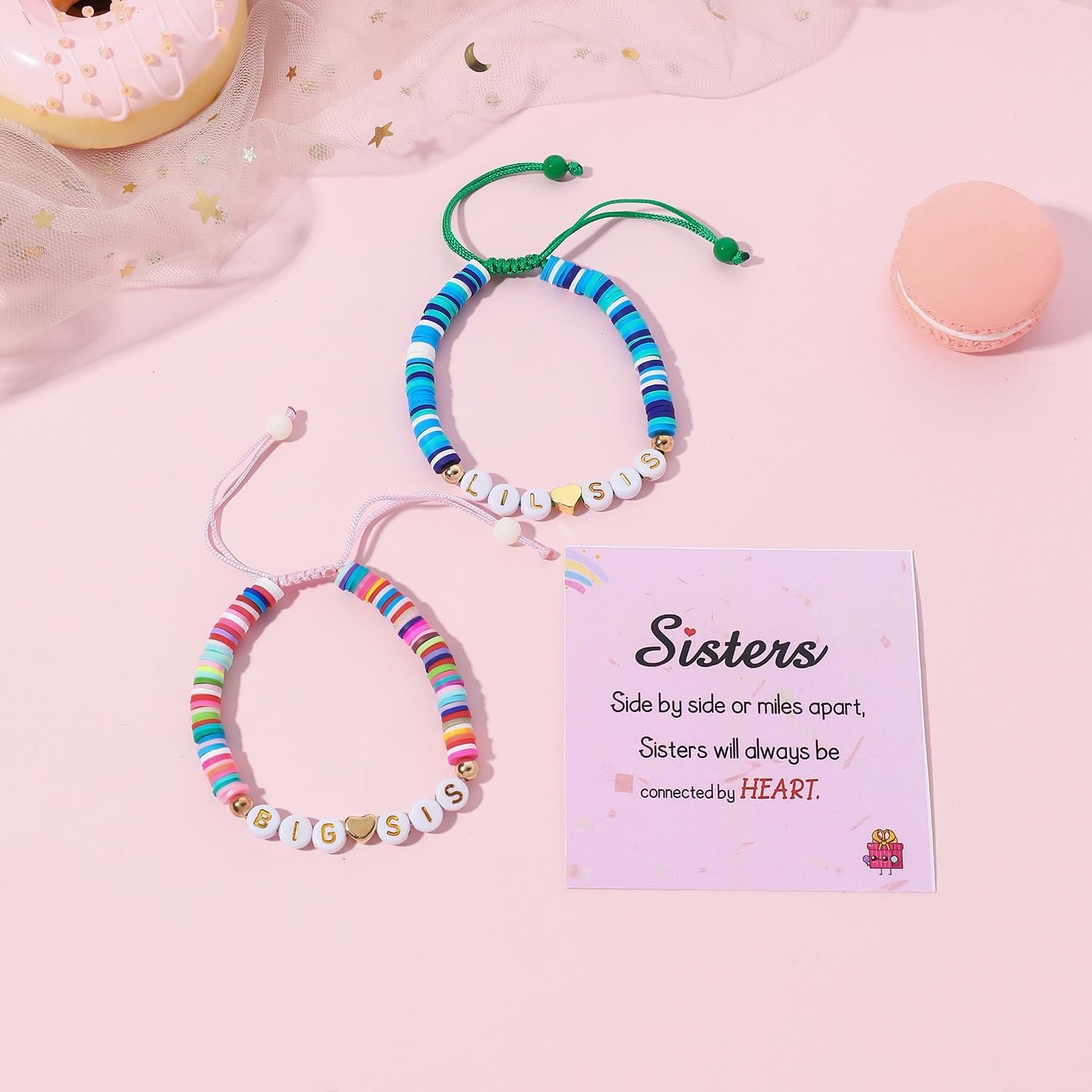 Artlunar Big Sister Bracelet, Colorful Little Girls' Sister Jewelry, Letter Beads Bracelet, Sister Jewelry Gifts for Daughter Granddaughter Niece Big Sister Girls - Image 2