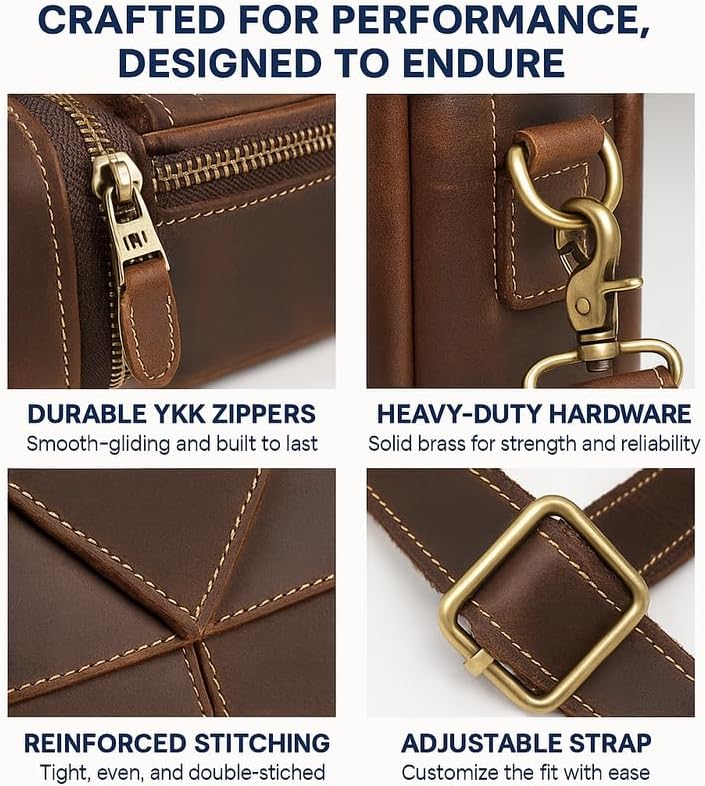 Luxorro Full Grain Leather Briefcase for Men, Top Choice Gifts, Handcrafted Laptop Bag with Multiple Compartments and Brass Hardware, Fits 15.6 Inch Laptop - Image 5