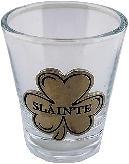 JC Walsh & Sons Shamrock Drinking Shot Glass Slainte Celtic Design Saint Patrick’s Day Housewarming Gift, Small, Transparent