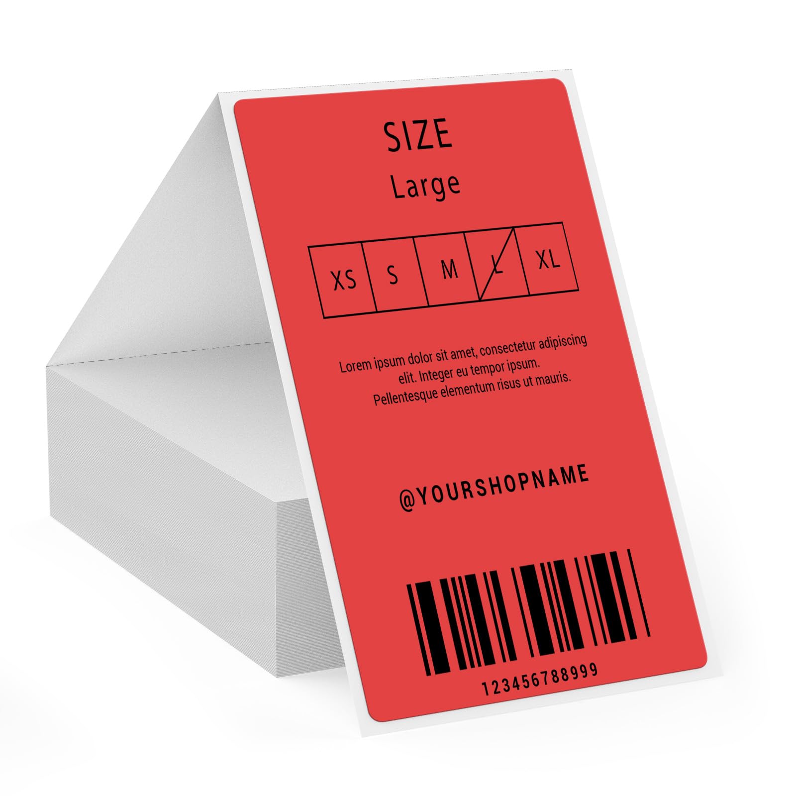 FINDAT Red Fanfold Thermal Labels 3 x 5 Inch Vinyl Shipping Stickers Direct Waterproof Self-Adhesive Removable Decals for Warehouse Office Barcode 300 PCS