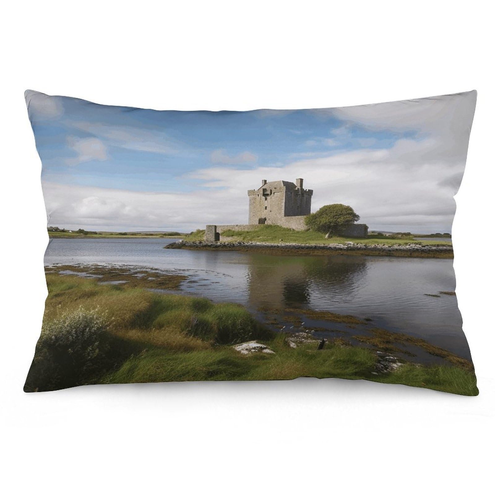 View of The Dunguaire Castle Throw Pillow Cover Soft Lumbar Pillow Covers with Zipper Breathable Rectangular Cushion Case Polyester Pillow Case Decorative Body Pillow Cover for Couch Bed