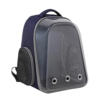 Aswadh Portable Pet Cat Dog Carrier Backpack Transparent Breathable Bag Dark Blue