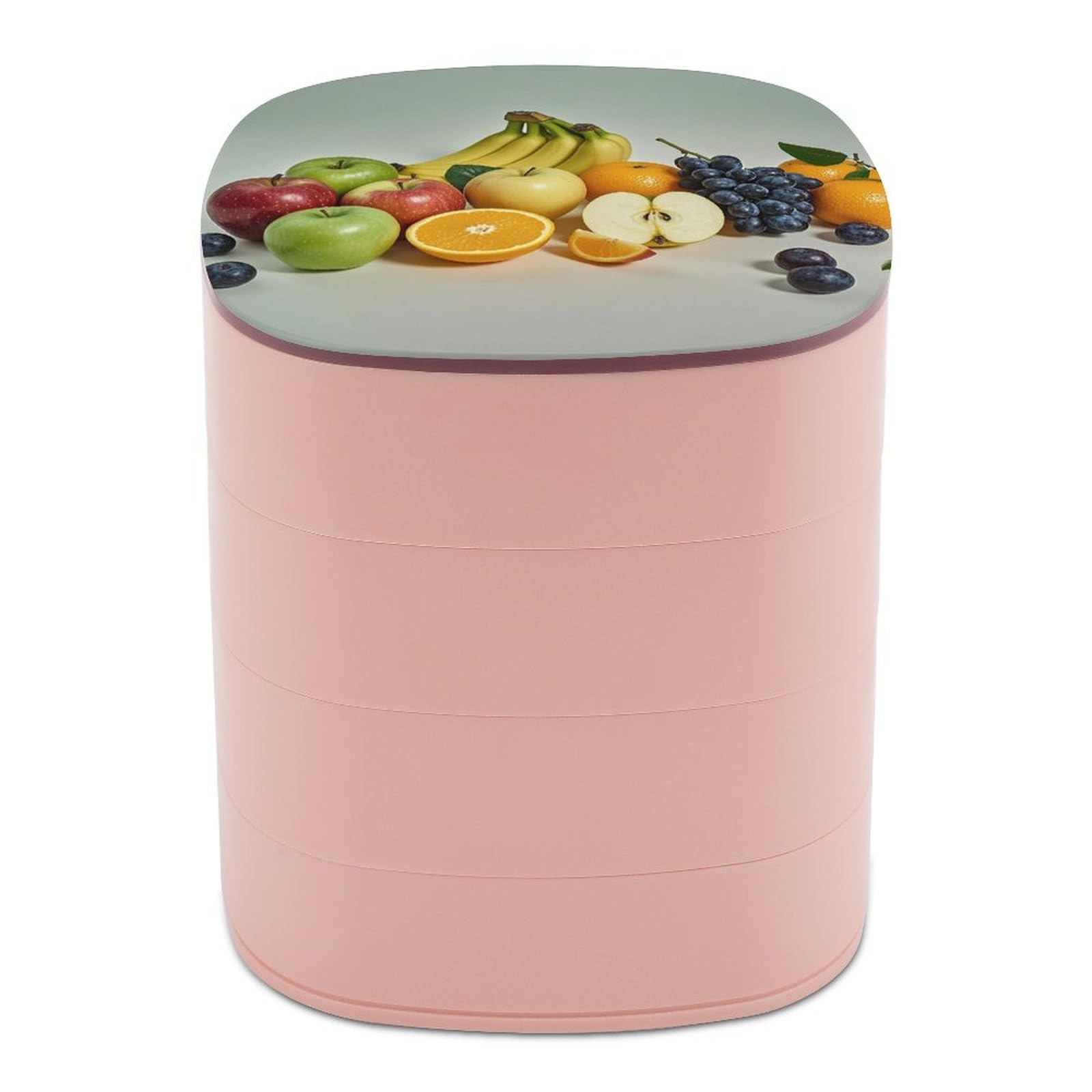 FekiLoot Rotating Fruits Jewelry Box Large Capacity Jewelry Organizer with Mirror 4 Tier Hoop Ring And Earring Holder With Lid Small Travel Jewelry Case for Women