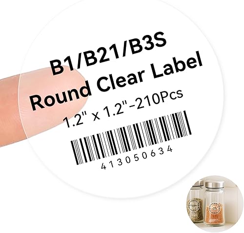 Cinta de etiquetas NIIMBOT para B1/B21/B3S, 3 cm X 3 cm (31x31mm), 210 etiquetas/rollo, etiqueta redonda transparente para frasco