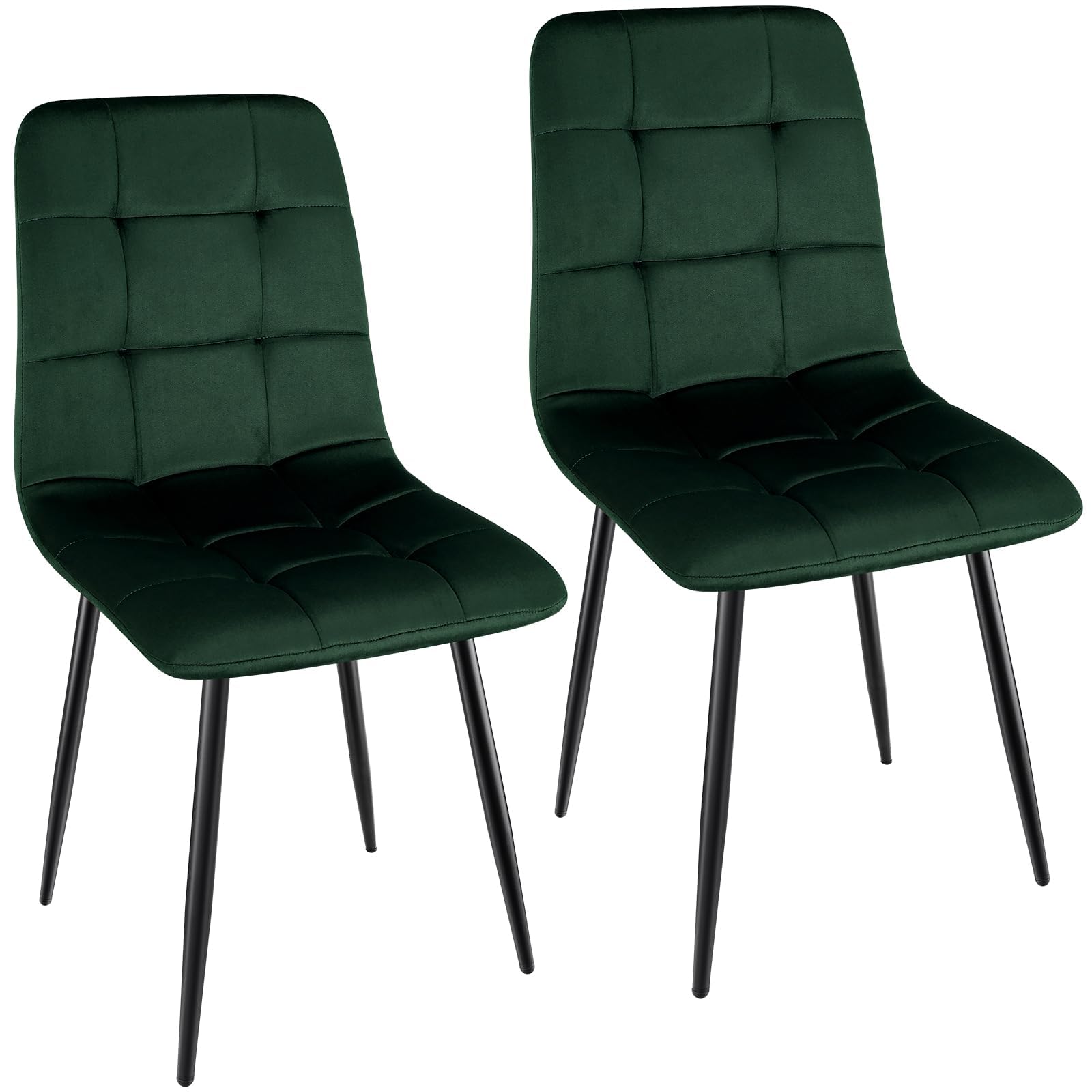 ANVOFONG Silla de Comedor Conjunto de 2, Engrosada Holandesa cojín de Terciopelo Silla de Comedor Adecuado para Comedor Cocina Comedor, Estudio de Lectura, Sala de Ocio, Verde Oscuro