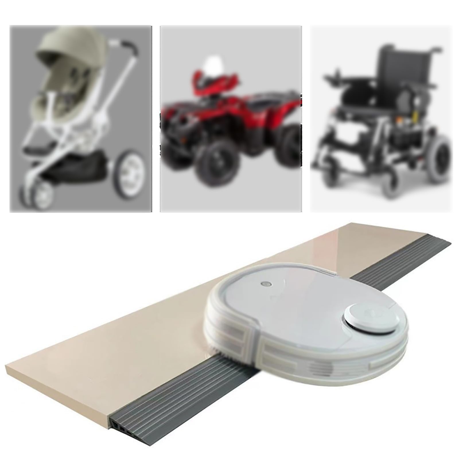 Genérico Rampa de umbral Interior Antideslizante portátil para sillas de Ruedas y Robots, rampa de Acceso Flexible para baño, Cocina y balcón - Blanca, 90 x 2,5 x 7 cm