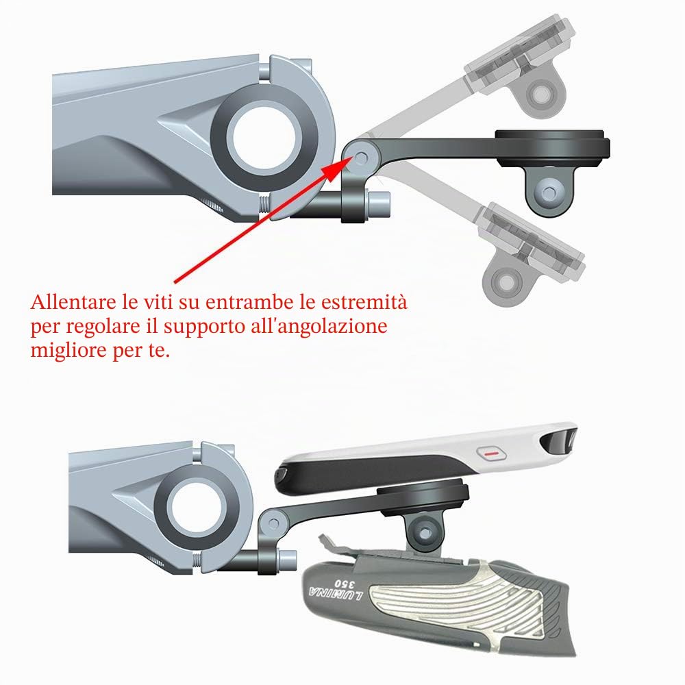 Best Tek Supporto da ciclismon Combo Mount, angolo regolabile Garmin Edge Out-Front manubrio bici per adattatore NiteRider, Sports Action Camera,Garmin Edge 25 130 200 500 510 520