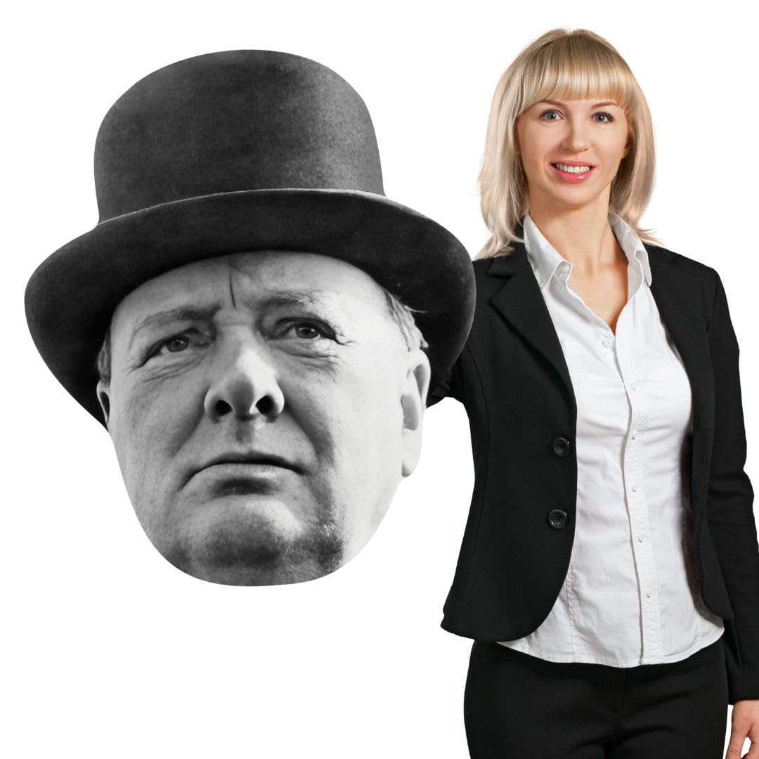 Star Cutouts GH015 Winston Churchill Giant Head Cardboard Cutout 73cm – British History Party Prop, VE Day Decoration & National Celebration Display